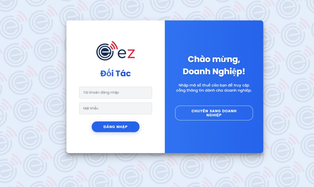 Màn hình đăng nhập Đối Tác