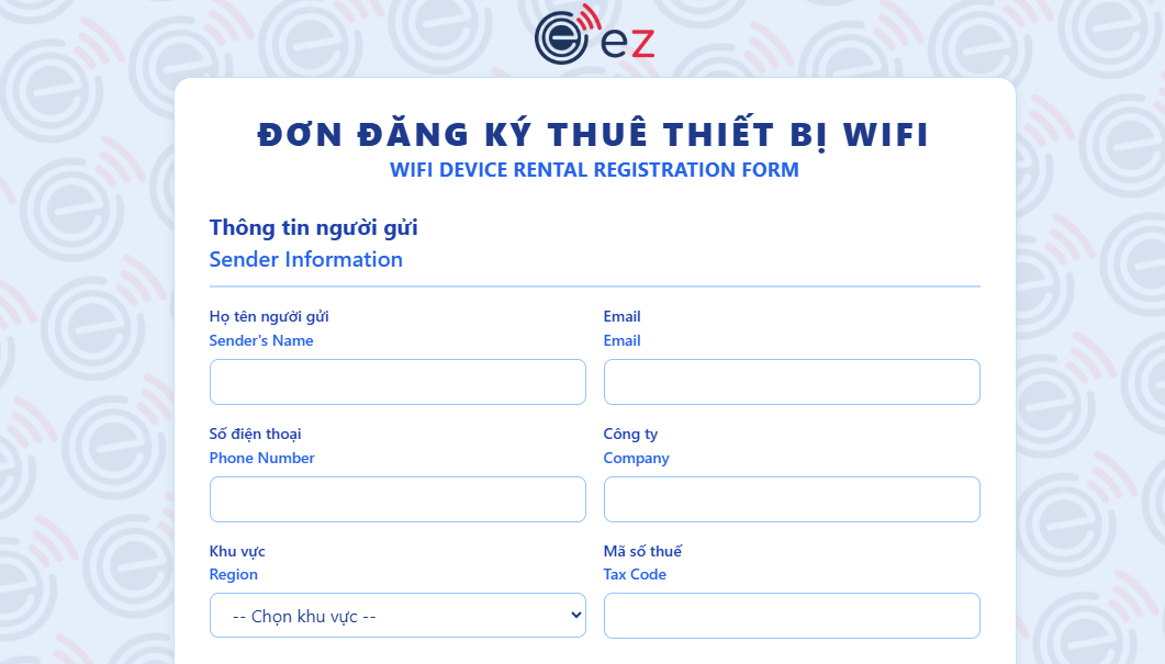 Khu vực thông tin người gửi